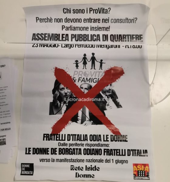 Manifesto contro ProVita nel consultorio di Tor Bella Monaca