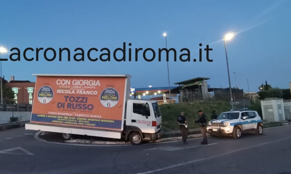 Roma, al VI Municipio i Vigili multano la pubblicità del presidente Franco